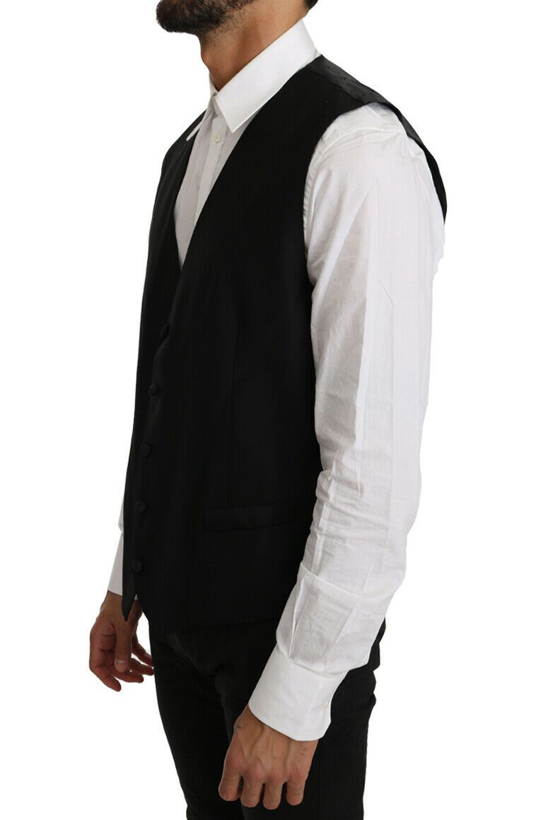 Dolce & Gabbana Elegant Black Formal Wool Blend Vest