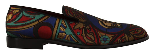 Dolce & Gabbana Multicolor Jacquard Slide-On Loafer Slippers