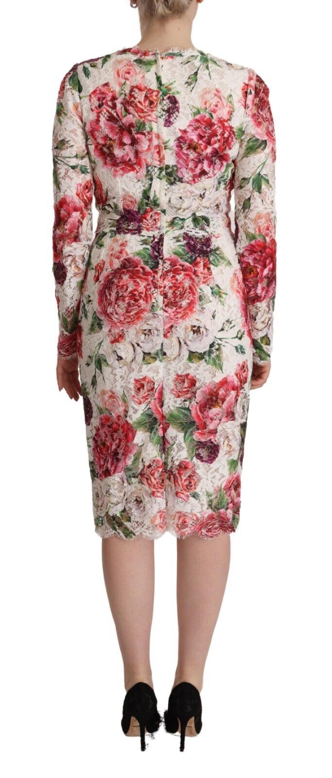 Dolce & Gabbana Elegant Sheath Lace Floral Midi Dress