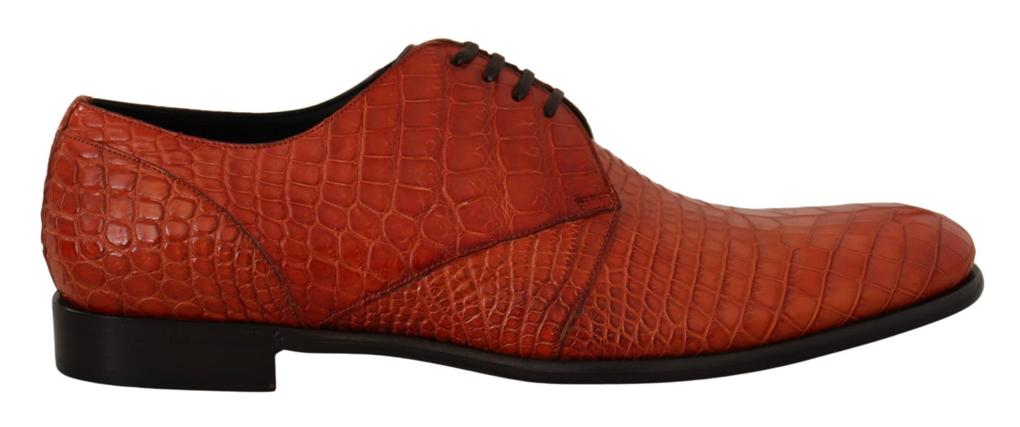 Dolce & Gabbana Exotic Orange Croc Leather Laceup Dress Shoes