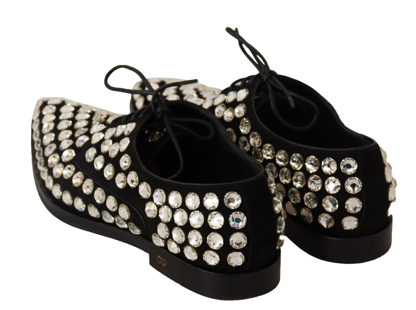 Dolce & Gabbana Elegant Crystal-Embellished Lace-Up Flats