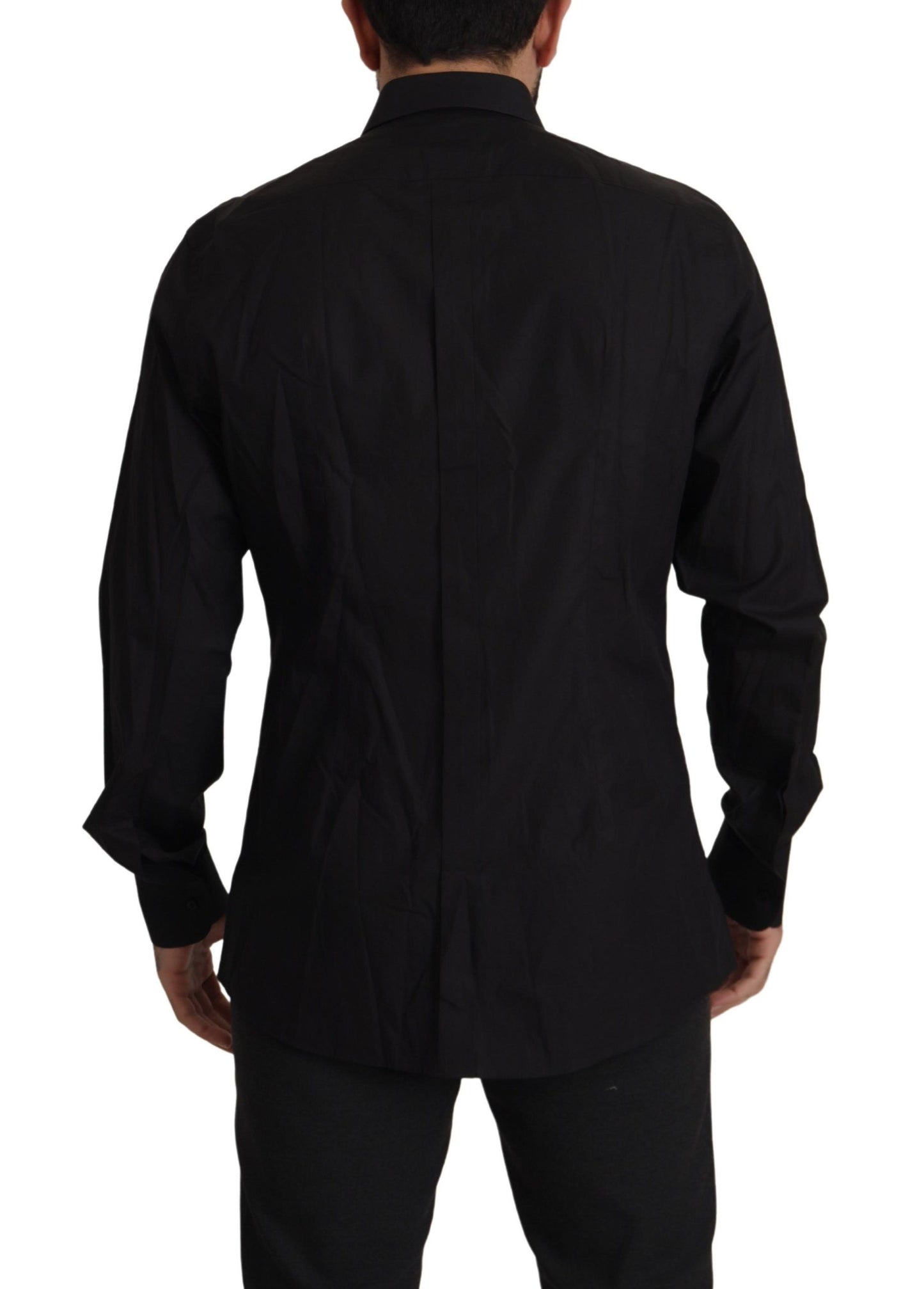 Dolce & Gabbana Sleek Black Tuxedo Dress Shirt - Slim Fit