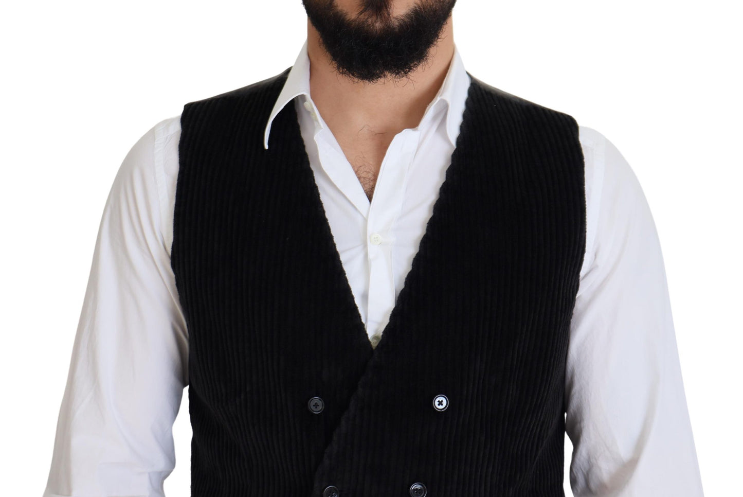 Dolce & Gabbana Elegant Black Double Breasted Dress Vest