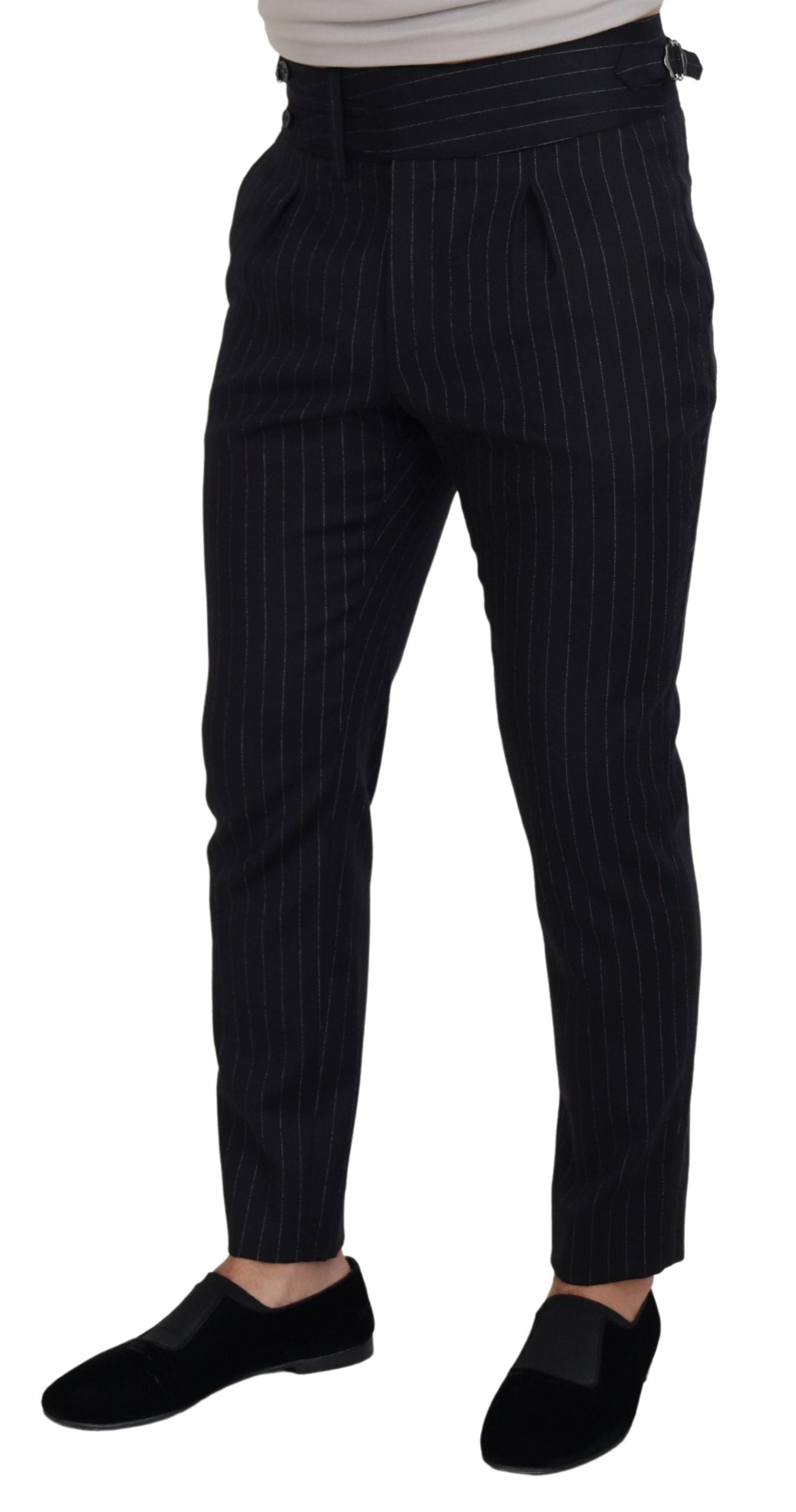 Dolce & Gabbana Elegant Black Striped Wool Blend Trousers