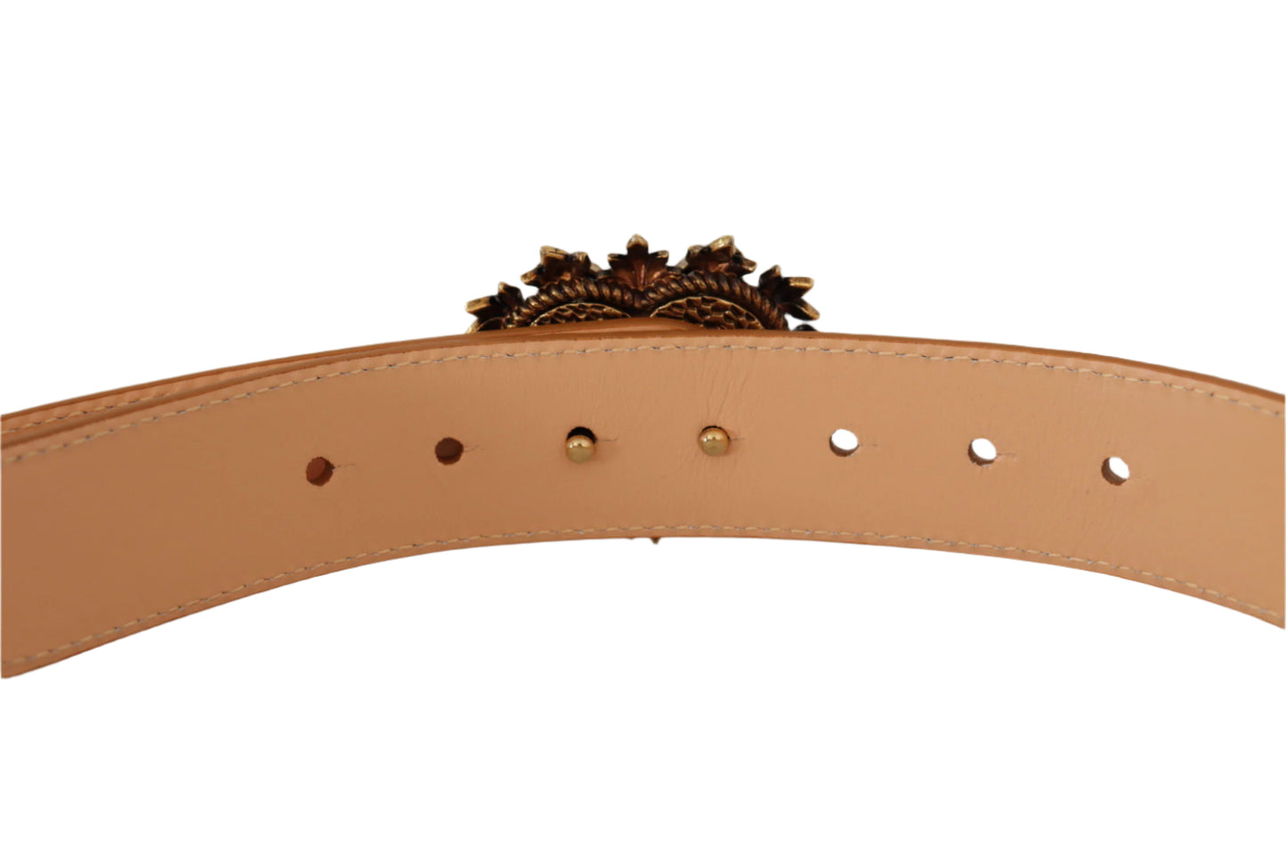 Dolce & Gabbana Enchanting Nude Leather Belt with Engraved Buckle