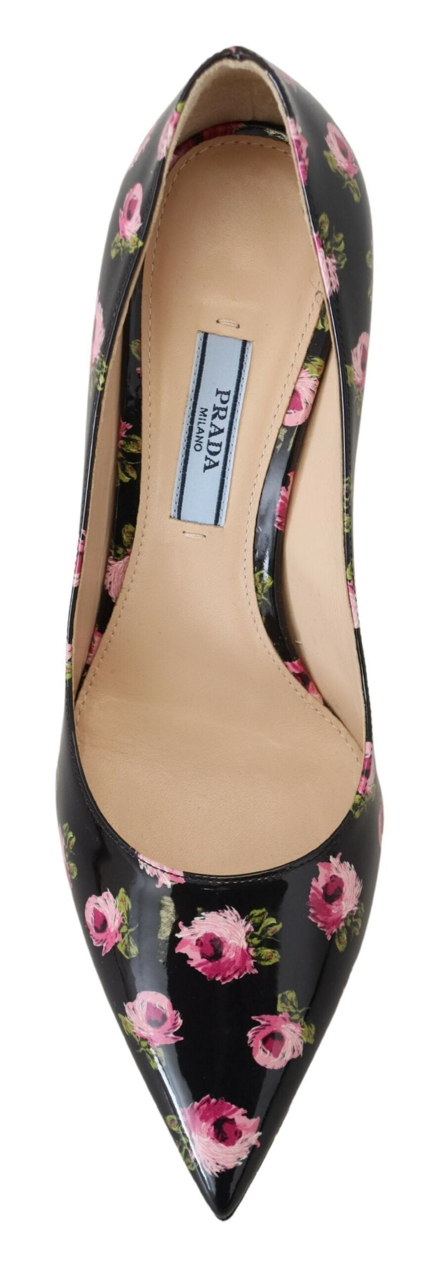 Prada Elegant Floral Print Leather Pumps