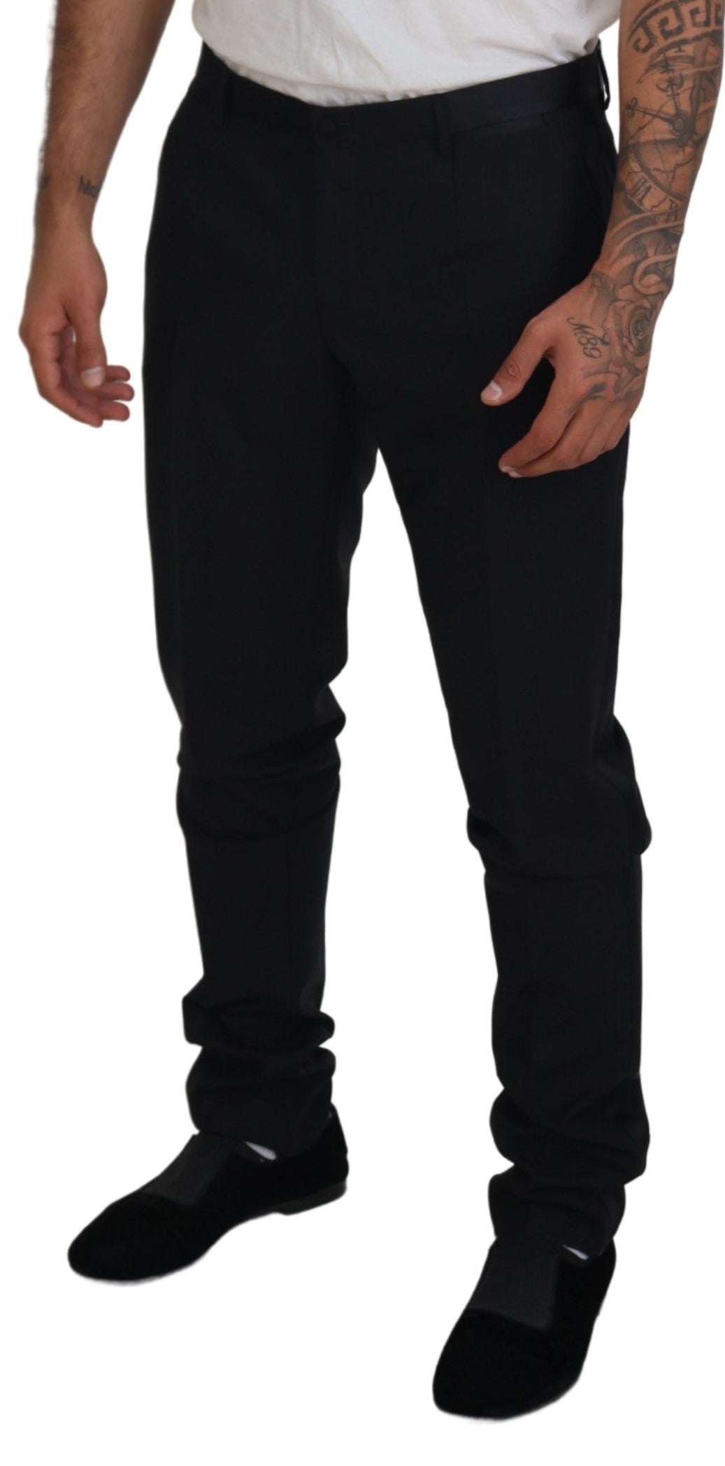 Dolce & Gabbana Elegant Black Dress Pants from Virgin Wool Blend