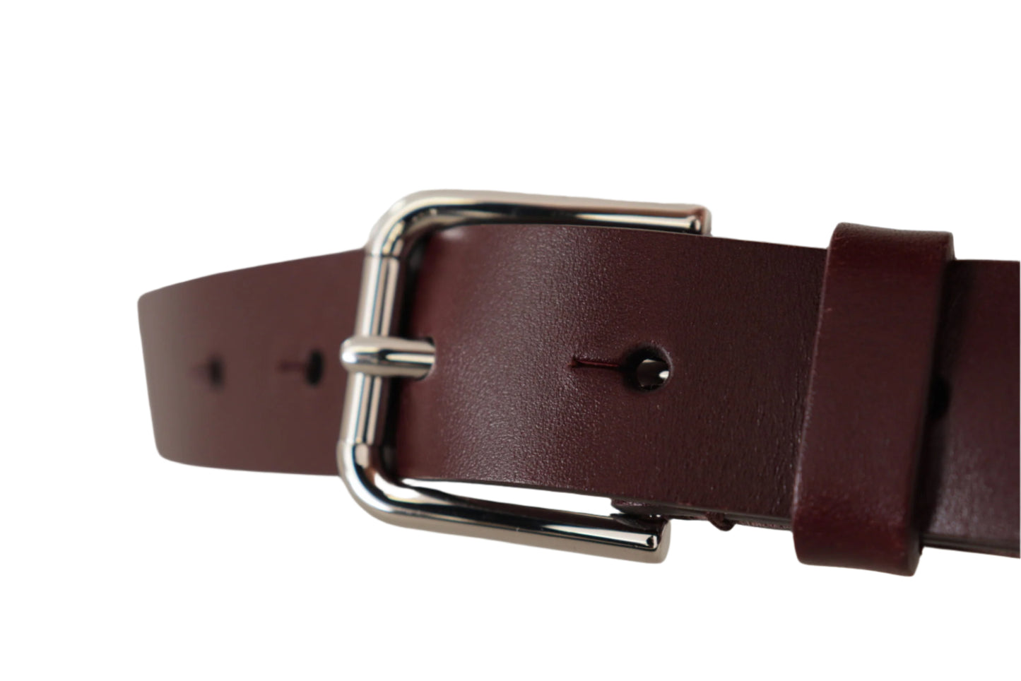 Dolce & Gabbana Maroon Luxe Leather Belt with Metal Buckle