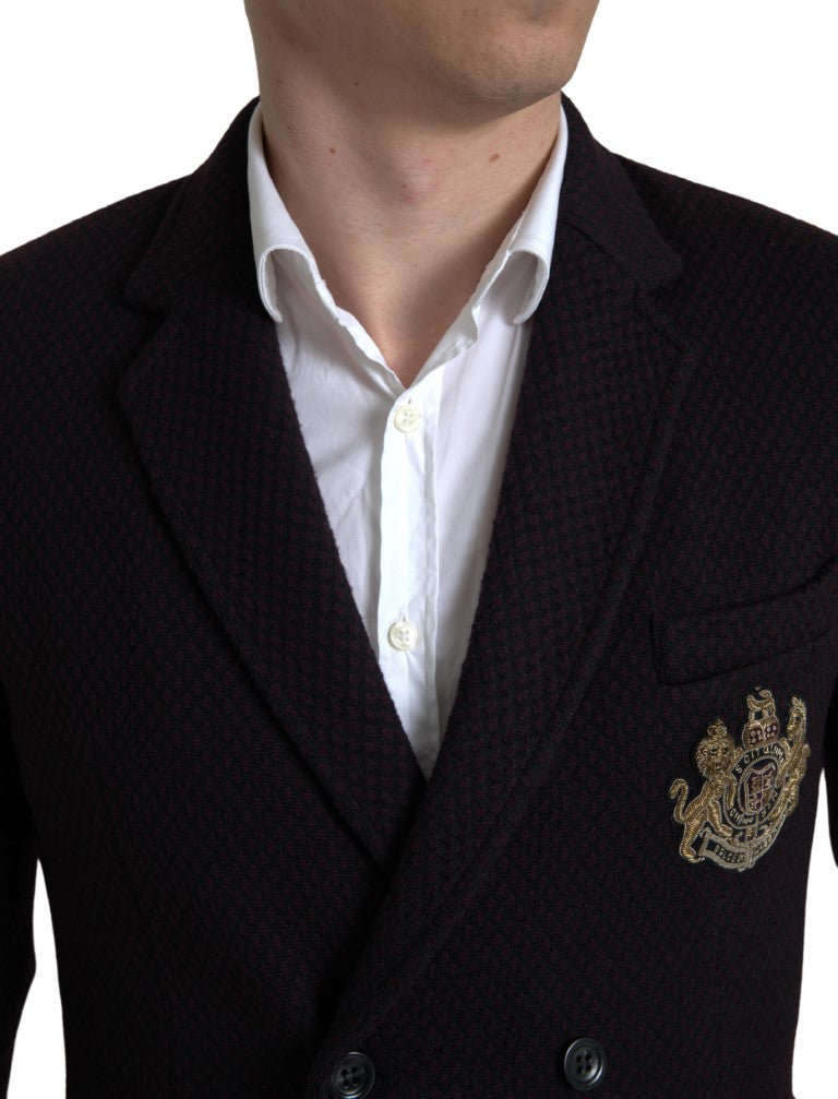 Dolce & Gabbana Elegant Purple Double Breasted Wool Blazer