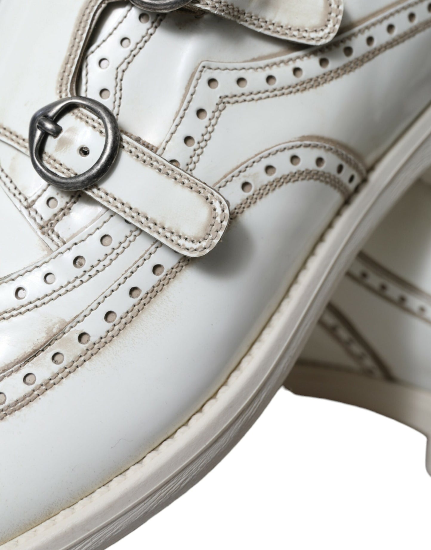 Dolce & Gabbana Elegant White Leather Derby Dress Shoes