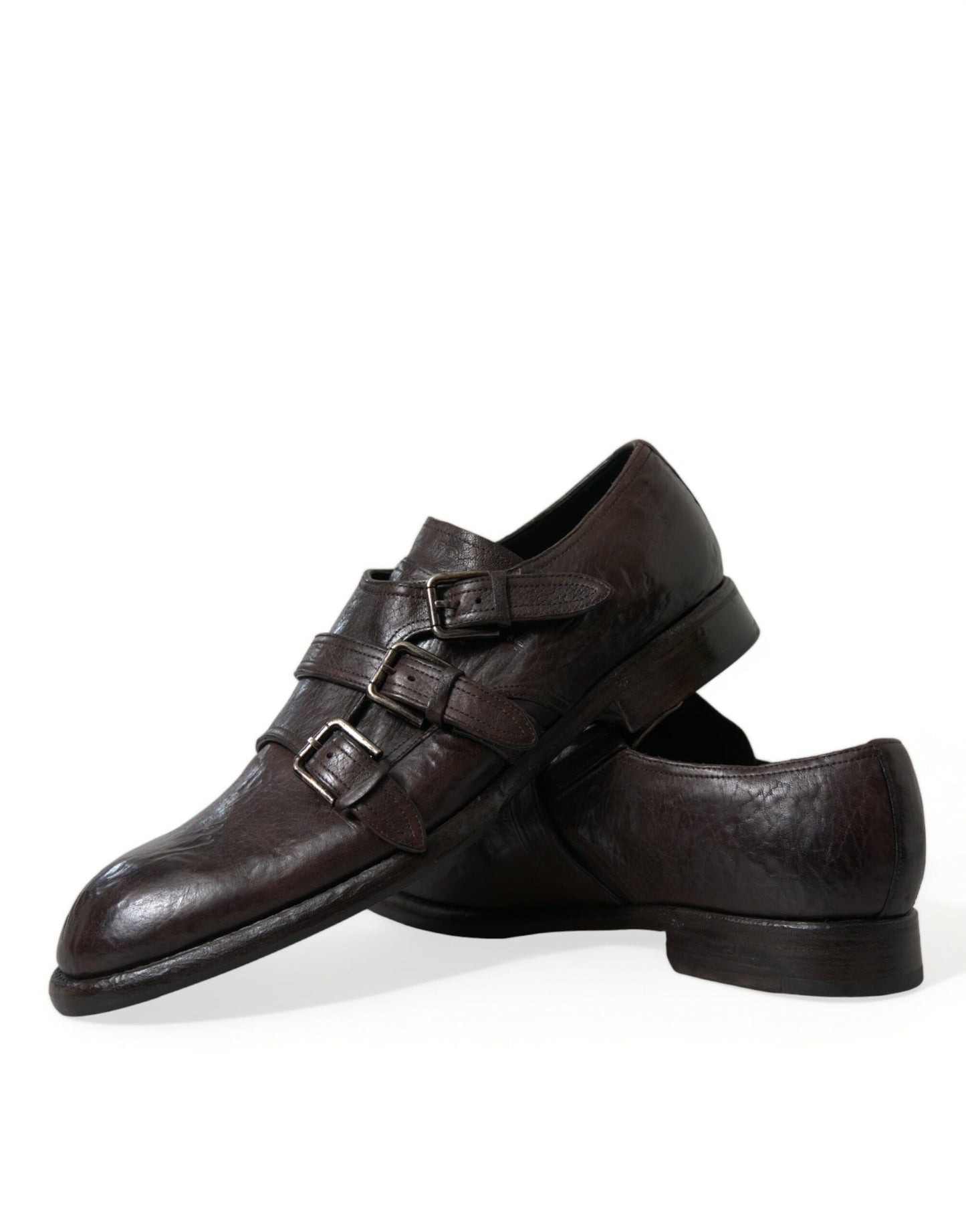 Dolce & Gabbana Elegant Triple Buckle Leather Dress Shoes