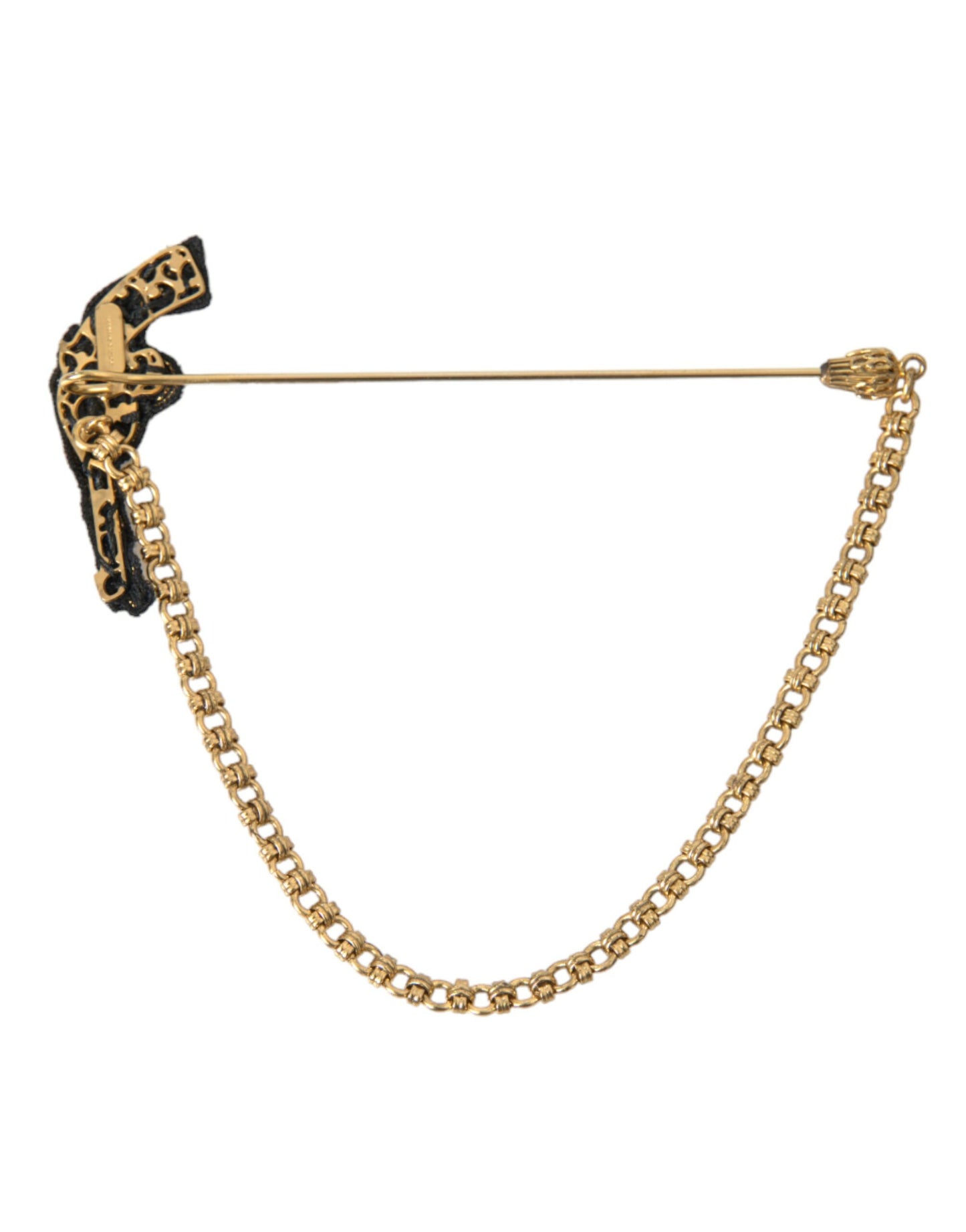 Dolce & Gabbana Brass Copper Silk Revolver Gun Men Brooch Lapel Pin