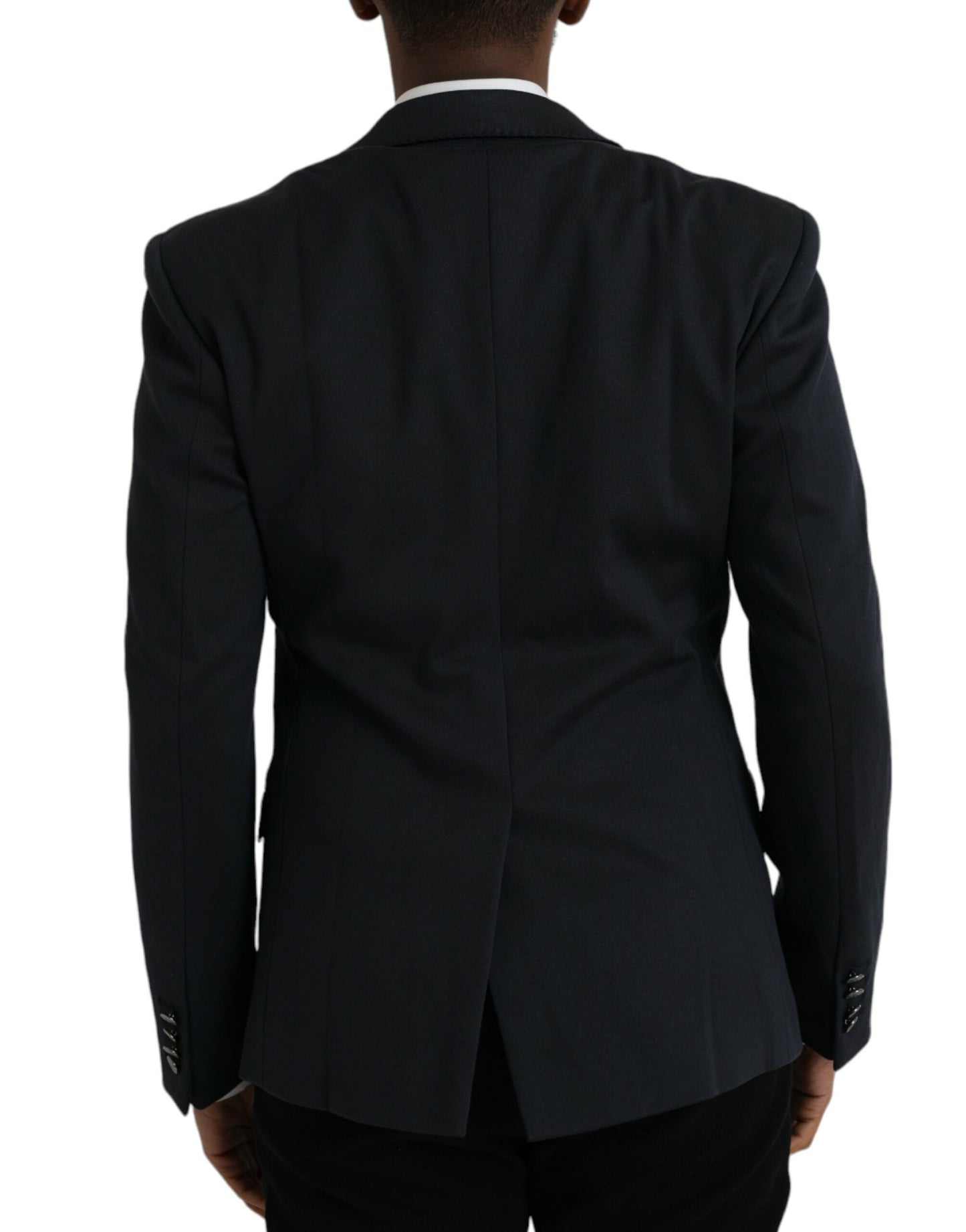 Dolce & Gabbana Dark Blue Cotton Single Breasted Coat Blazer