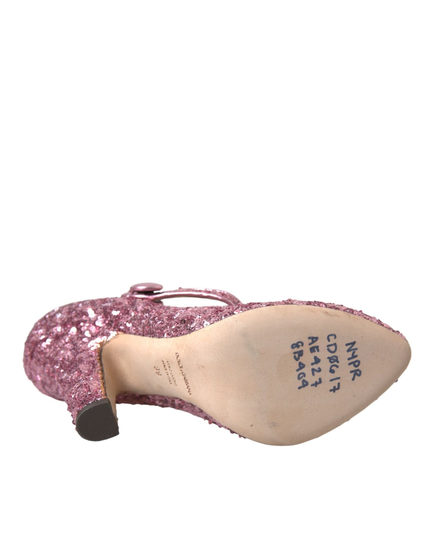 Dolce & Gabbana Pink Sequin Mary Jane Pumps High Heels Shoes