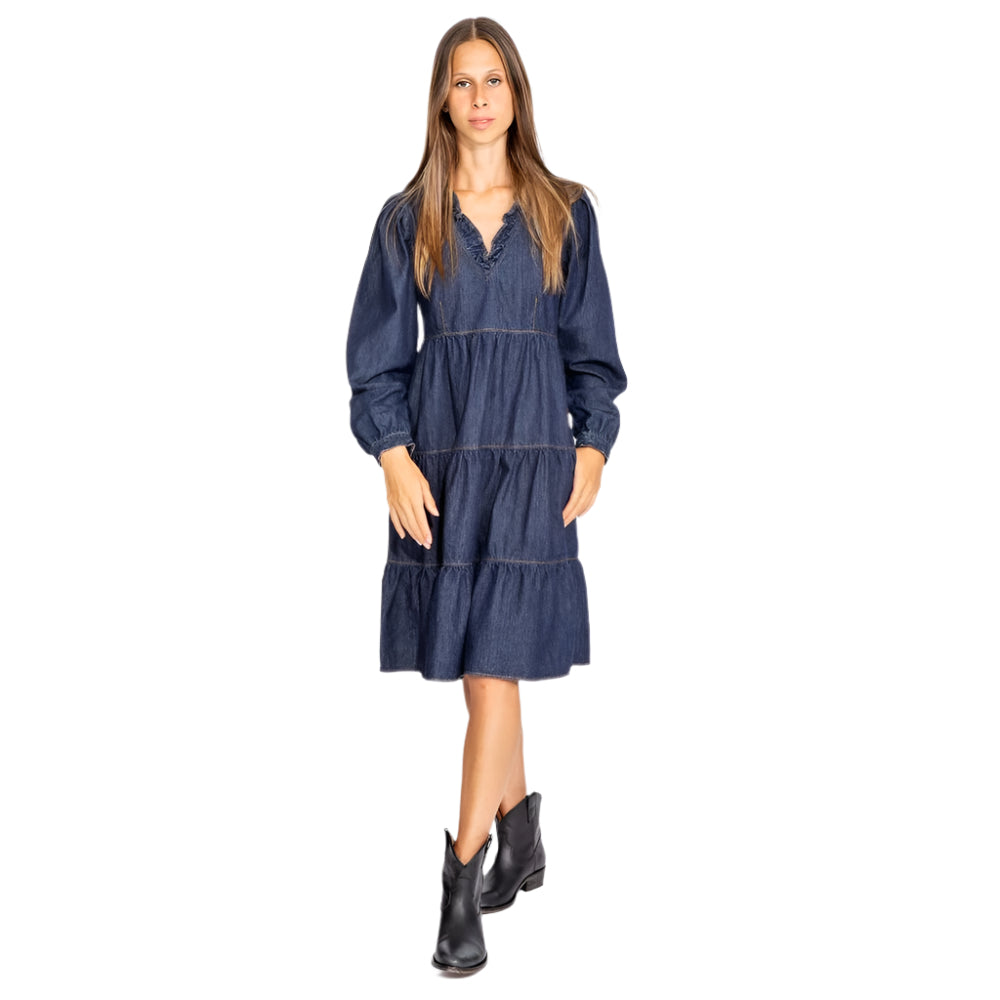 Love Moschino Elegant Dark Blue Denim Flare Dress