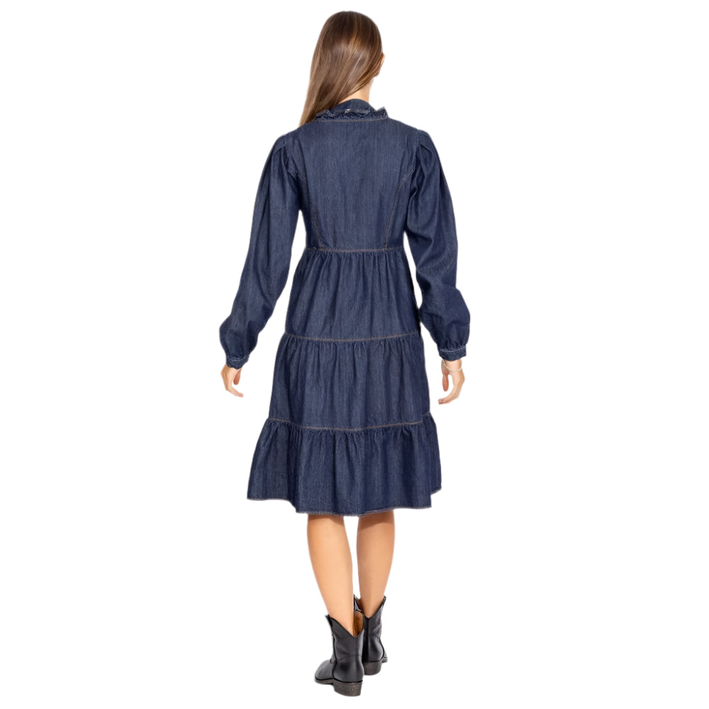 Love Moschino Elegant Dark Blue Denim Flare Dress