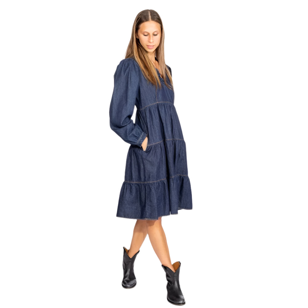 Love Moschino Elegant Dark Blue Denim Flare Dress