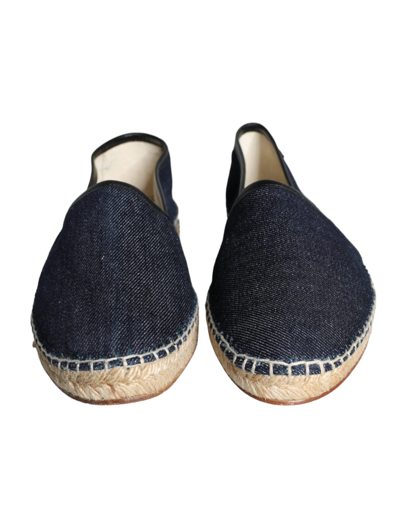 Dolce & Gabbana Blue Denim Cotton Leather Espadrilles Shoes