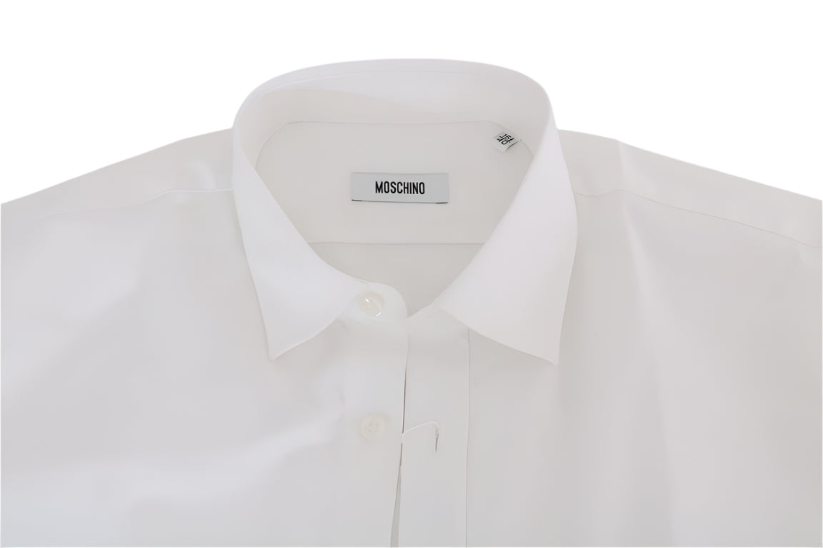 Moschino Elegant White Slim-Fit Cotton Shirt