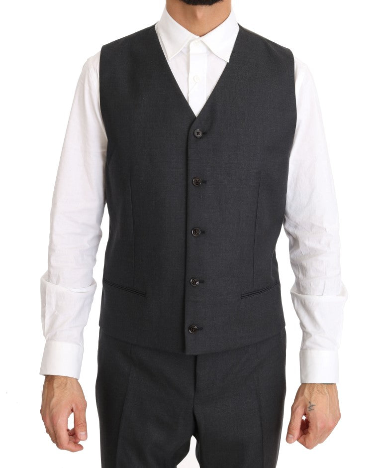 Dolce & Gabbana Elegant Gray Double Breasted Wool Silk Suit