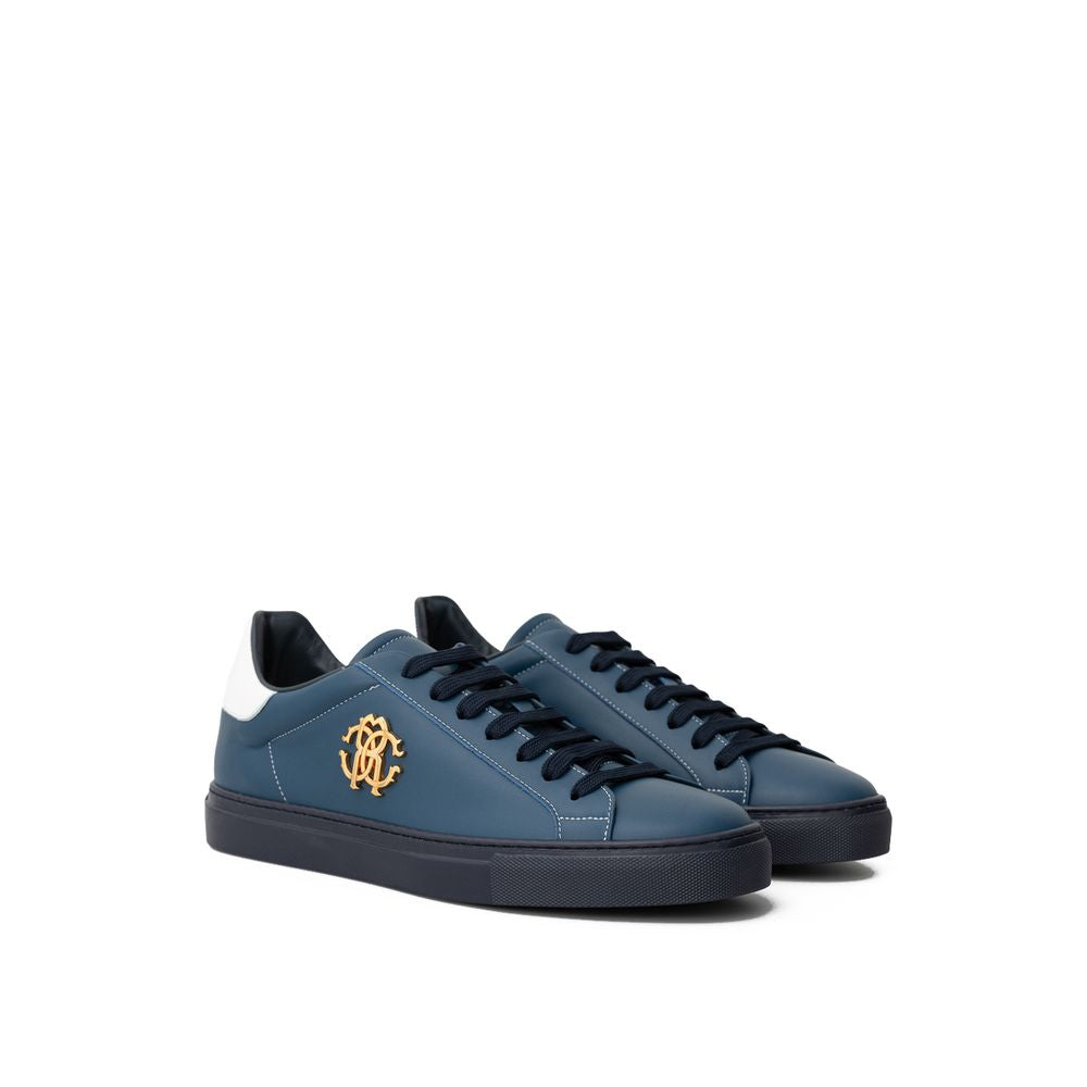 Roberto Cavalli Blue Leather Sneaker