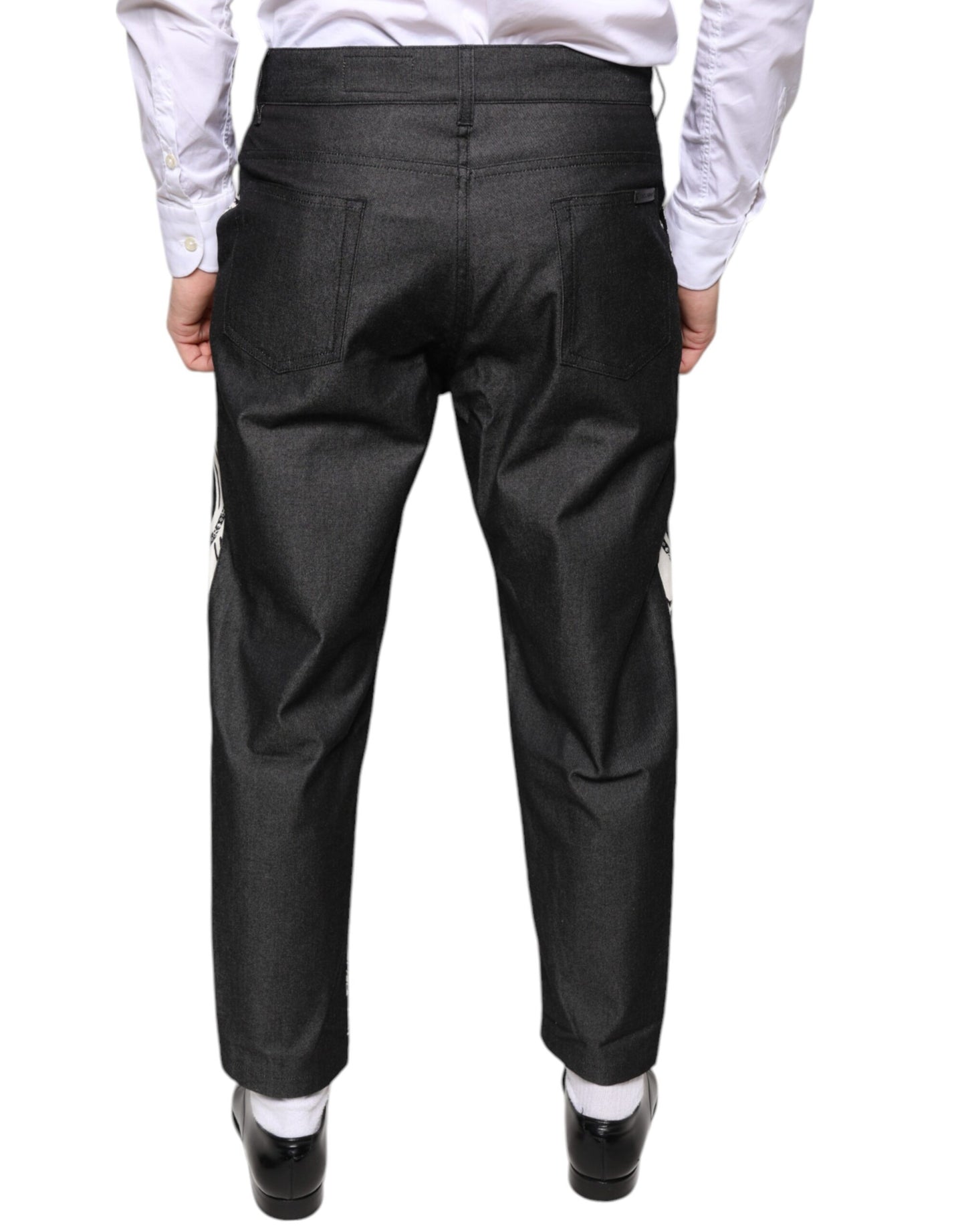 Dolce & Gabbana Black Bandana Silk Dress Pants