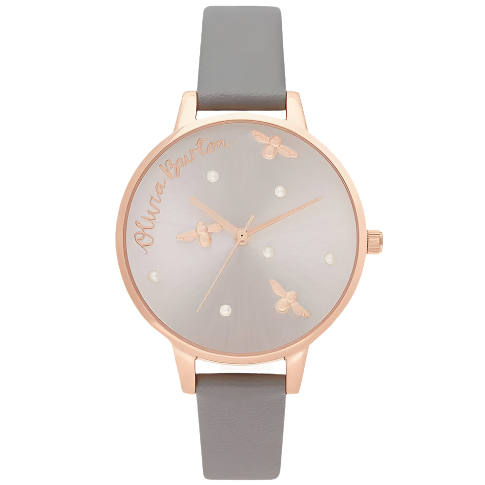 Olivia Burton Gray Synthetic Leather Watch