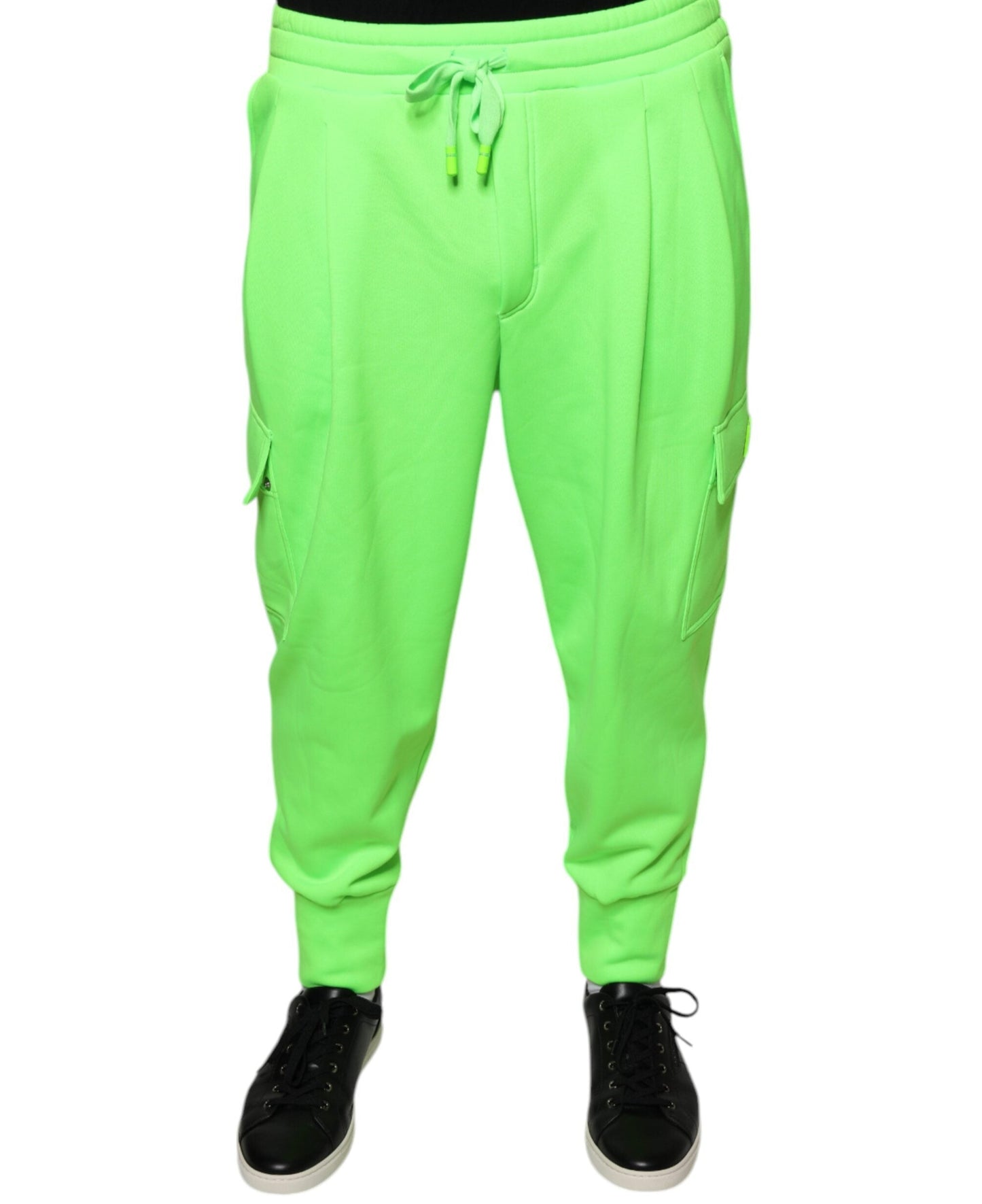 Dolce & Gabbana Neon Green Polyester Cargo Jogger Sweatpants Pants