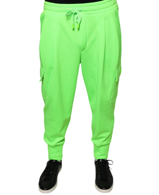 Dolce & Gabbana Neon Green Polyester Cargo Jogger Sweatpants Pants