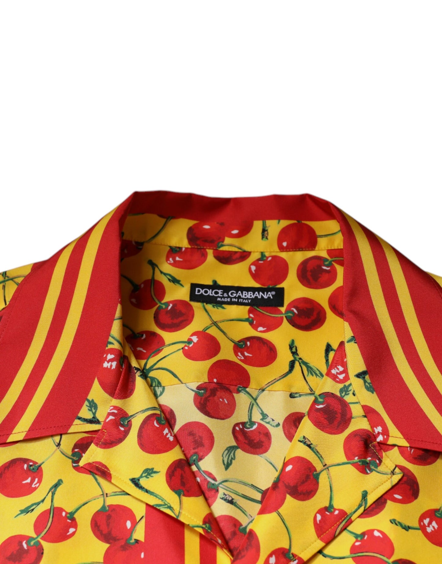 Dolce & Gabbana Yellow Cherry Button Down Silk Casual Shirt