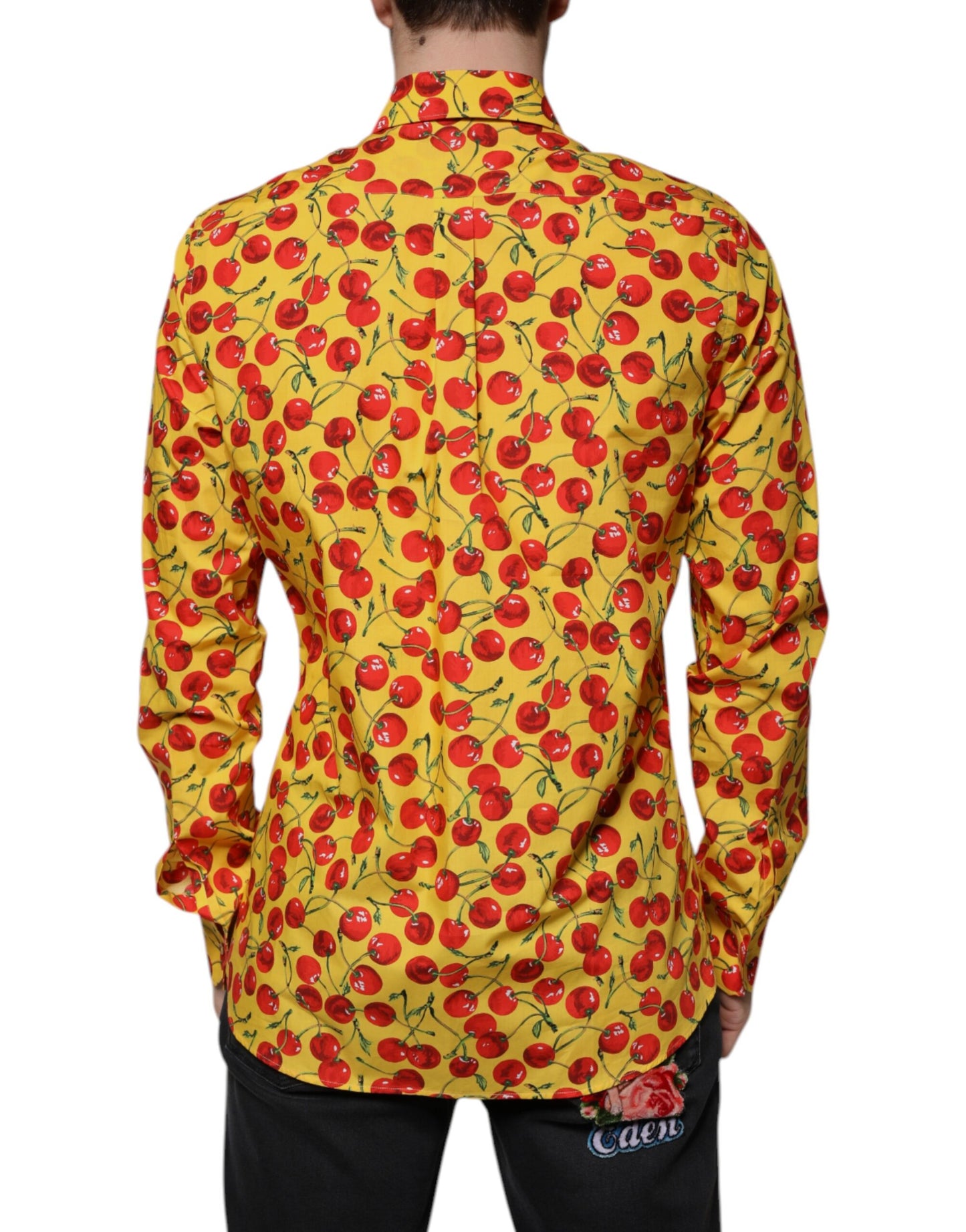 Dolce & Gabbana Yellow Cherry Cotton MARTINI Dress Shirt