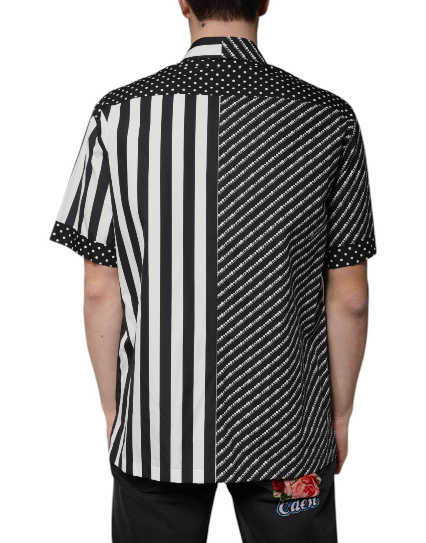 Dolce & Gabbana Black White Striped Button Down Casual Shirt