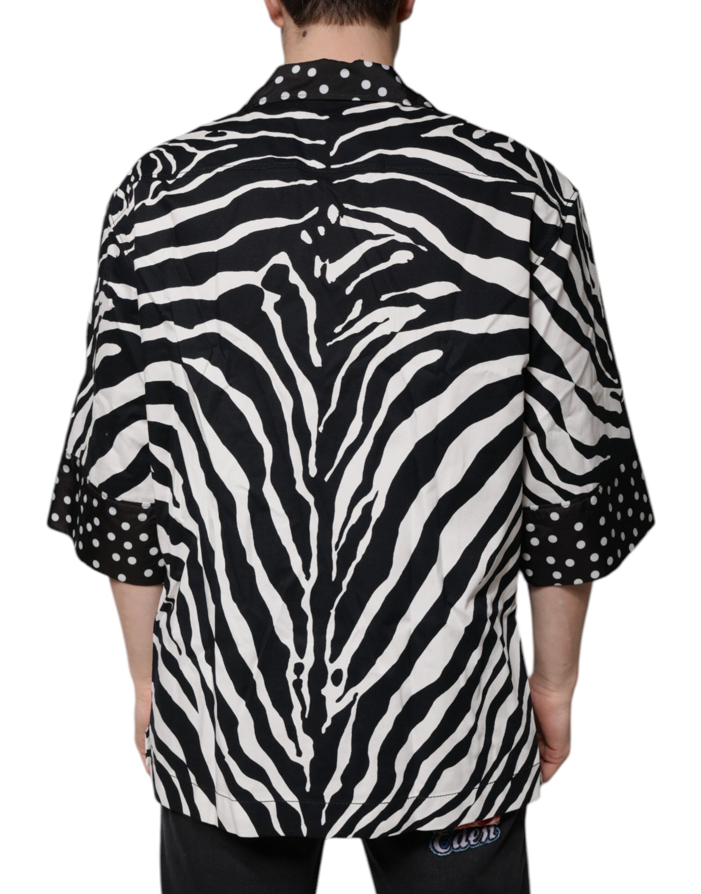 Dolce & Gabbana Black White Zebra Button Down Oversize Shirt