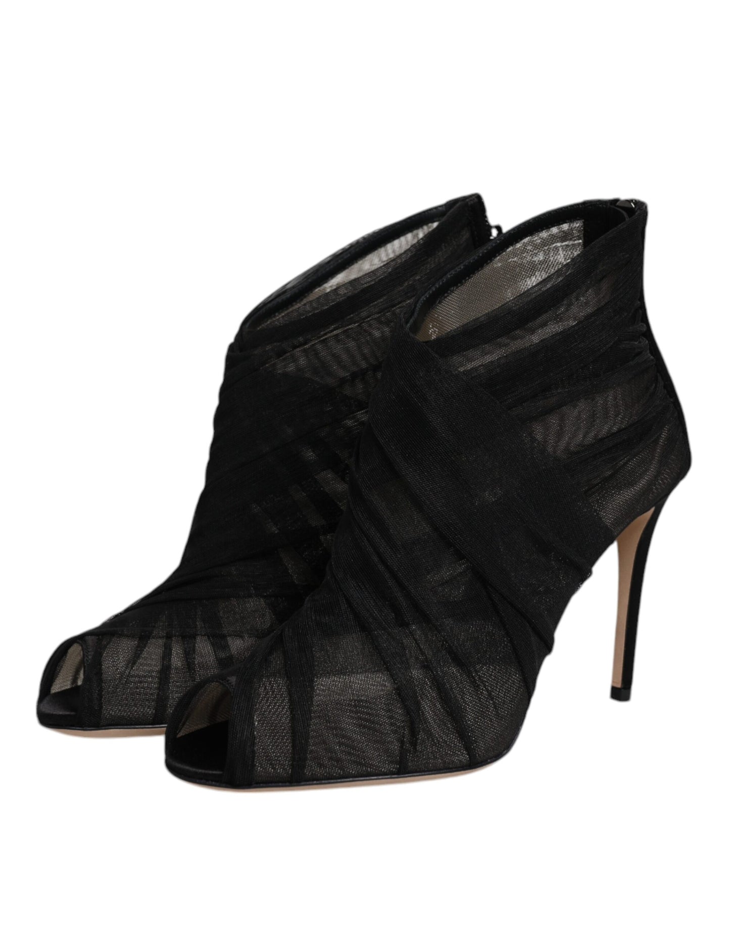 Dolce & Gabbana Black Mesh Stiletto Heels Ankle Boots Shoes