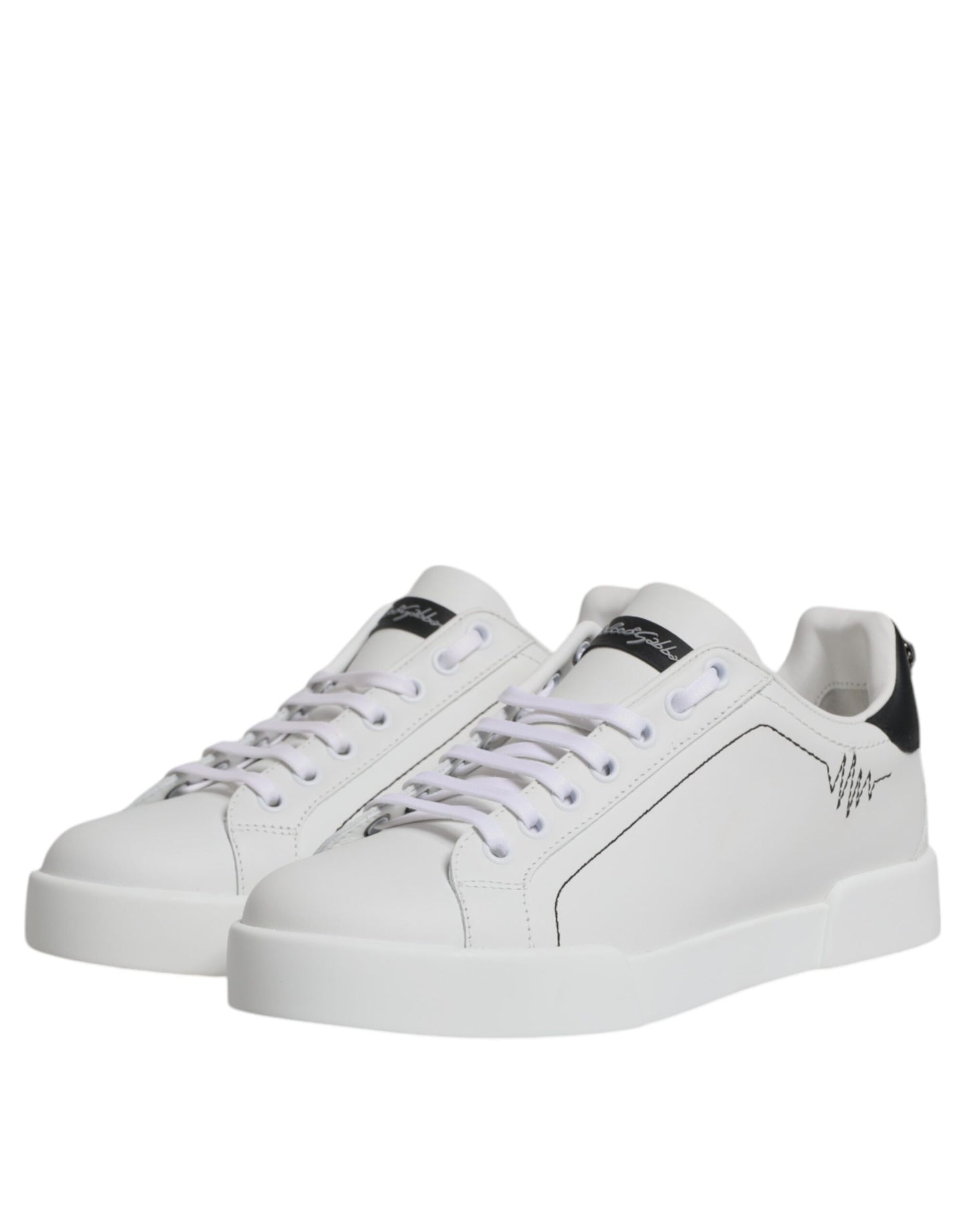 Dolce & Gabbana White Black Portofino Low Top Sneakers Shoes