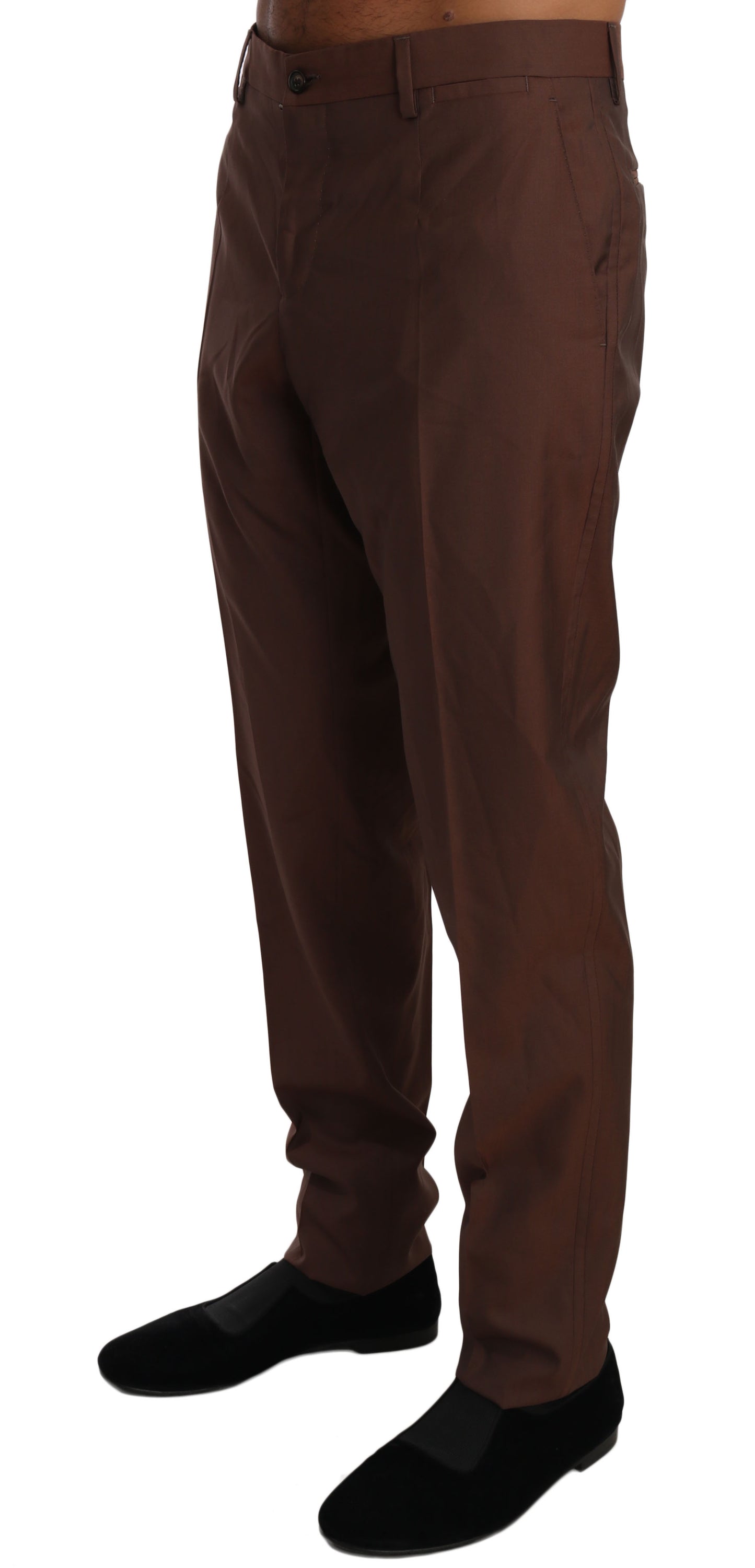 Dolce & Gabbana Elegant Brown Wool-Silk Formal Pants