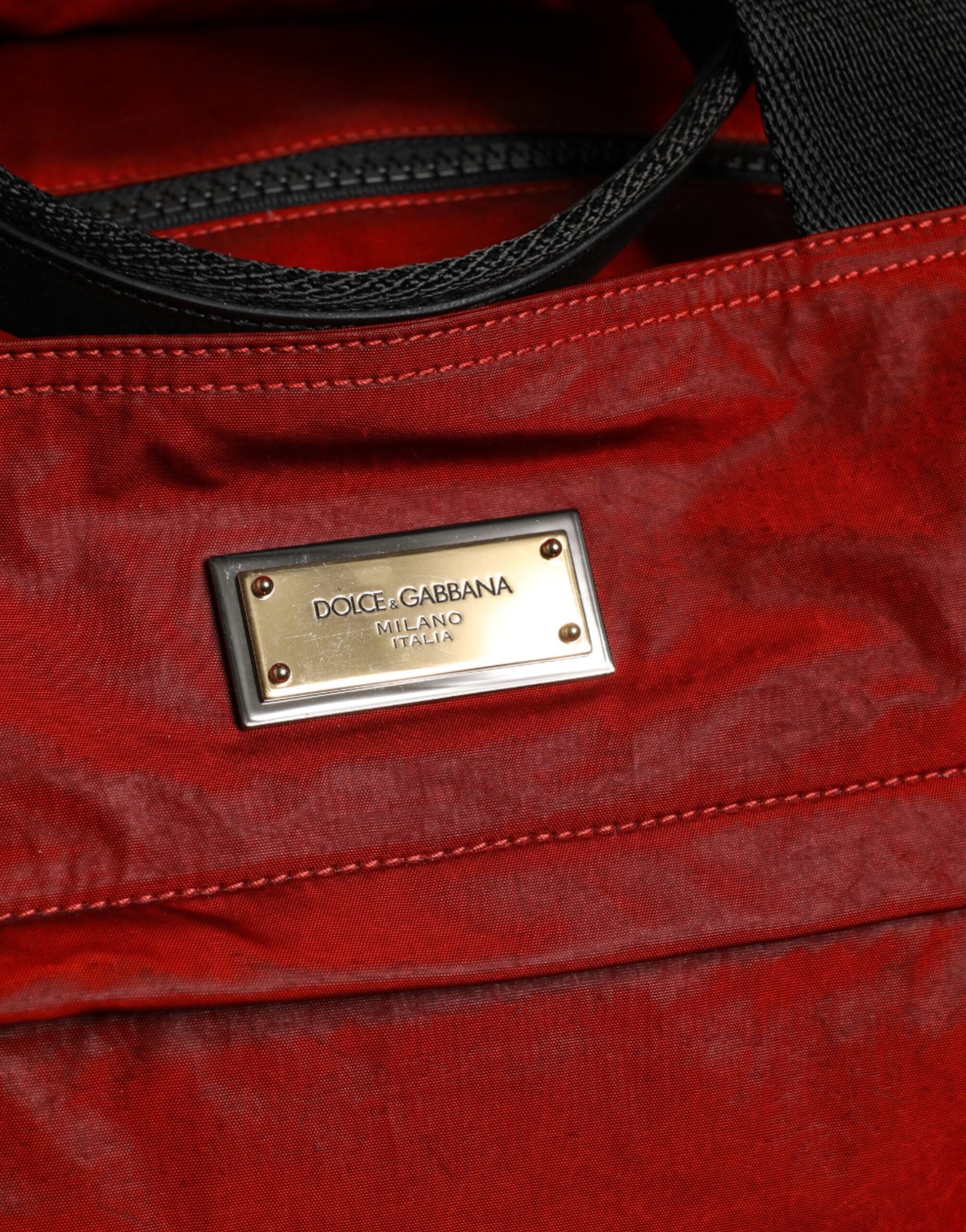 Dolce & Gabbana Red Nylon Calfskin Hand Shoulder Duffel Bag