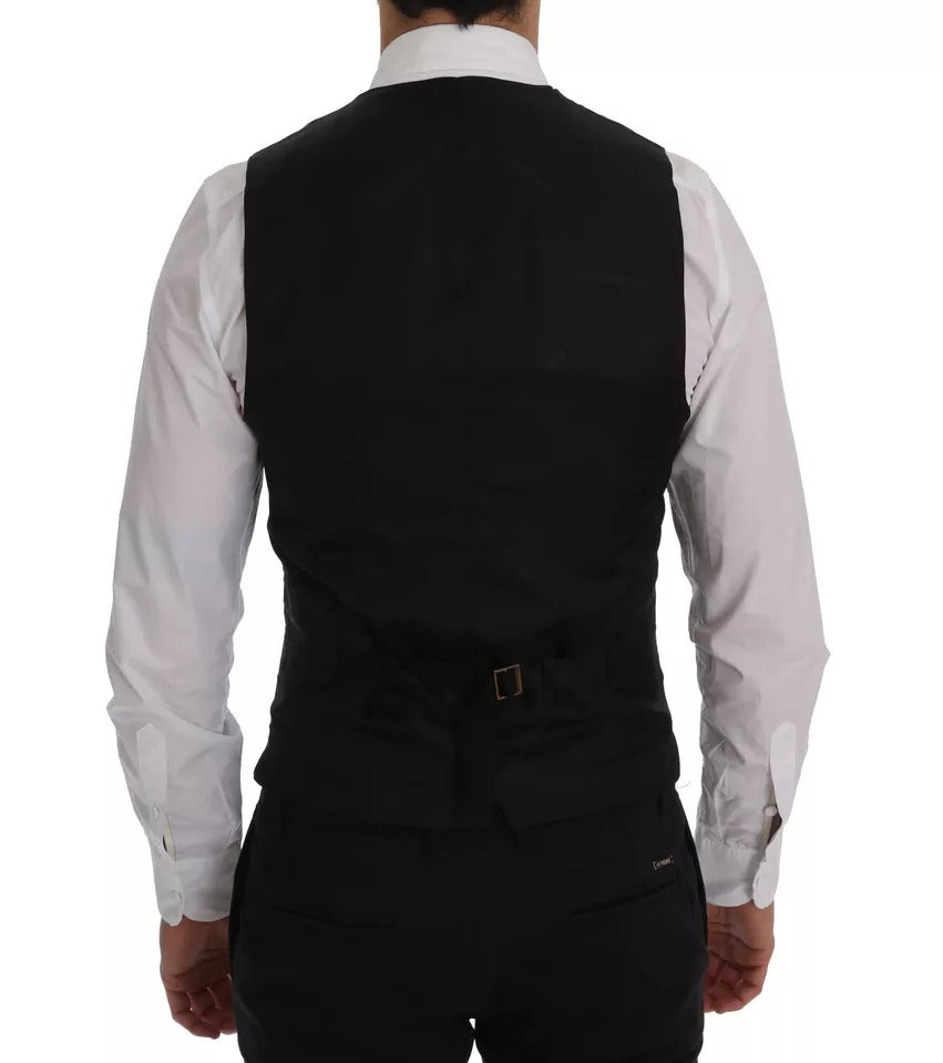 Dolce & Gabbana Blue Waistcoat Wool Stretch STAFF Vest