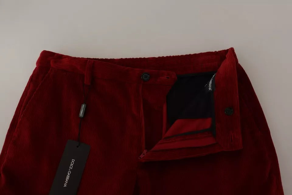 Dolce & Gabbana Red Corduroy Cotton Cargo Skinny Pants