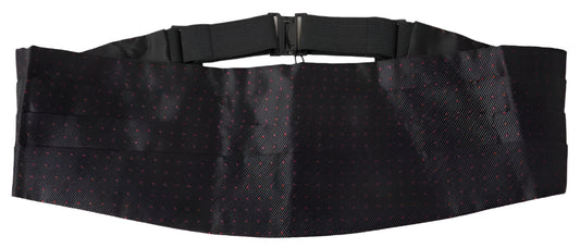 Dolce & Gabbana Black Silk Dotted Waist Tuxedo Belt Cummerbund