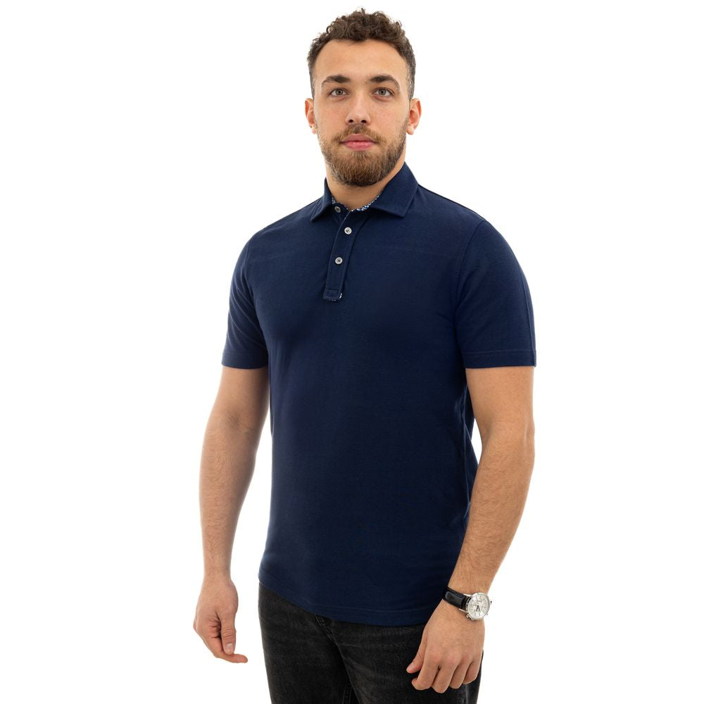 Canali Blue Cotton Polo Shirt