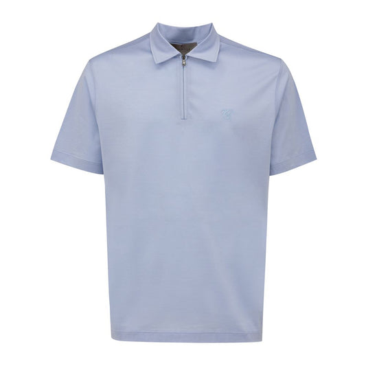 Canali Light Blue Cotton Polo Shirt