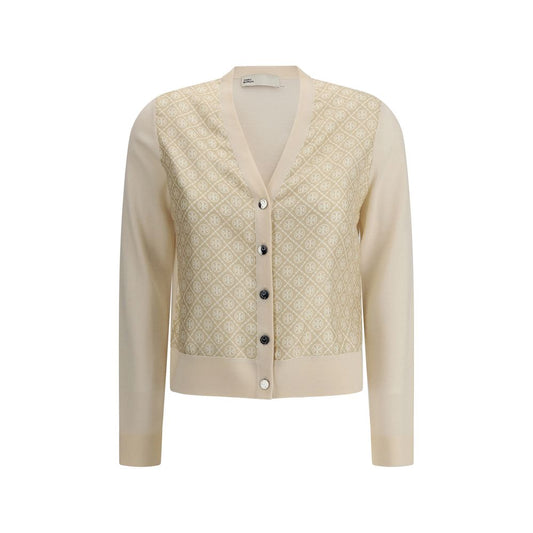 Tory Burch Silk and wool Cardigan with logos