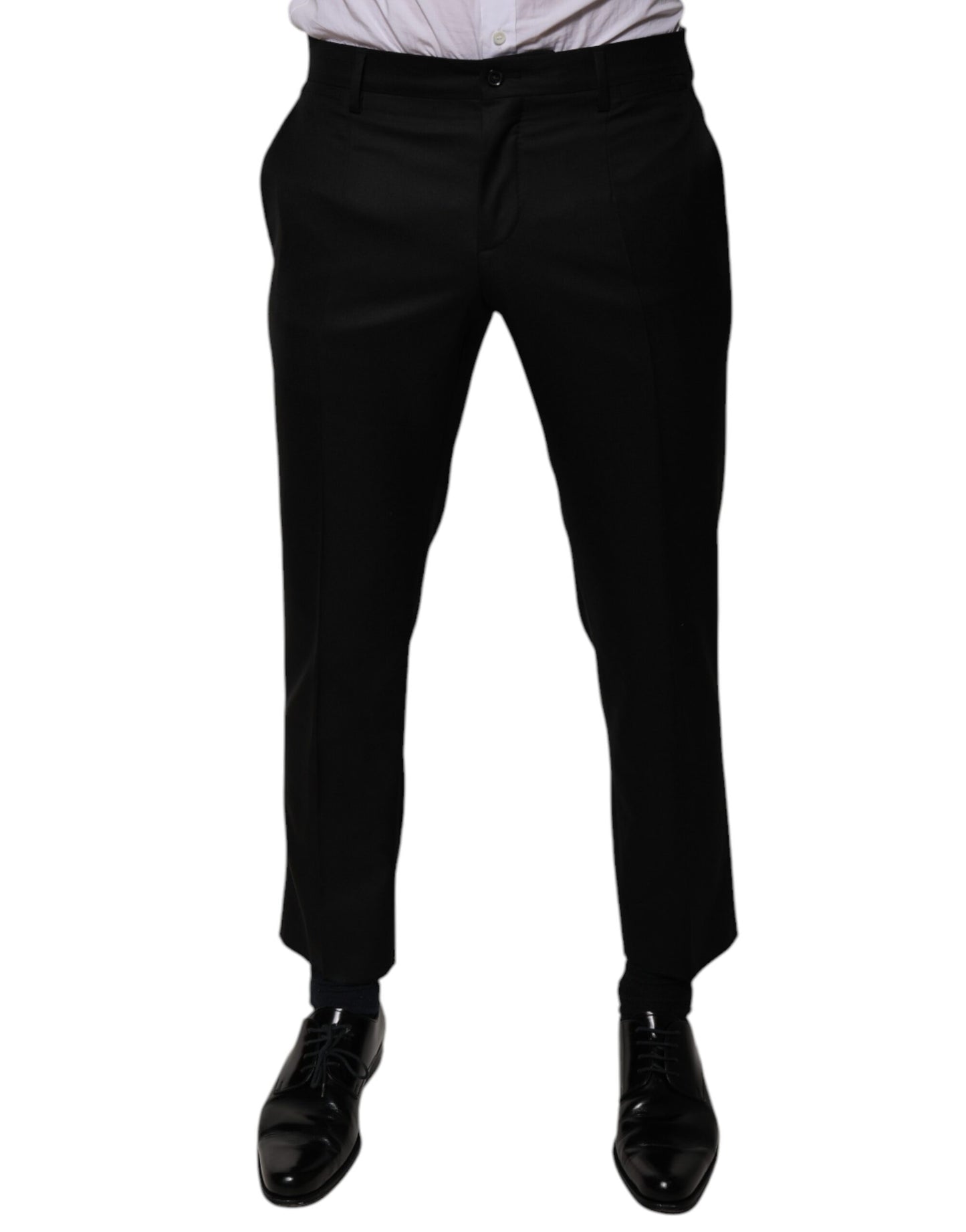 Dolce & Gabbana Black Wool Tapered Formal Dress Pants