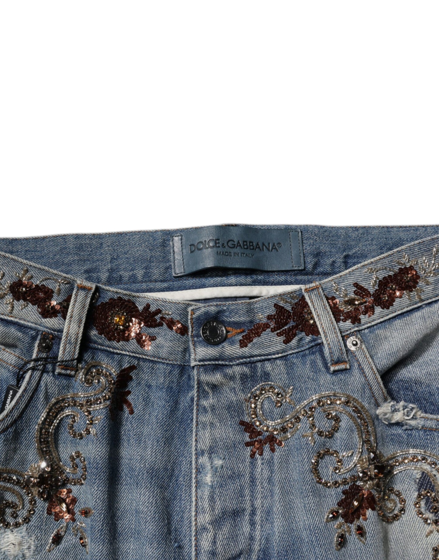 Dolce & Gabbana Light Blue Embroidered Skinny Denim Jeans