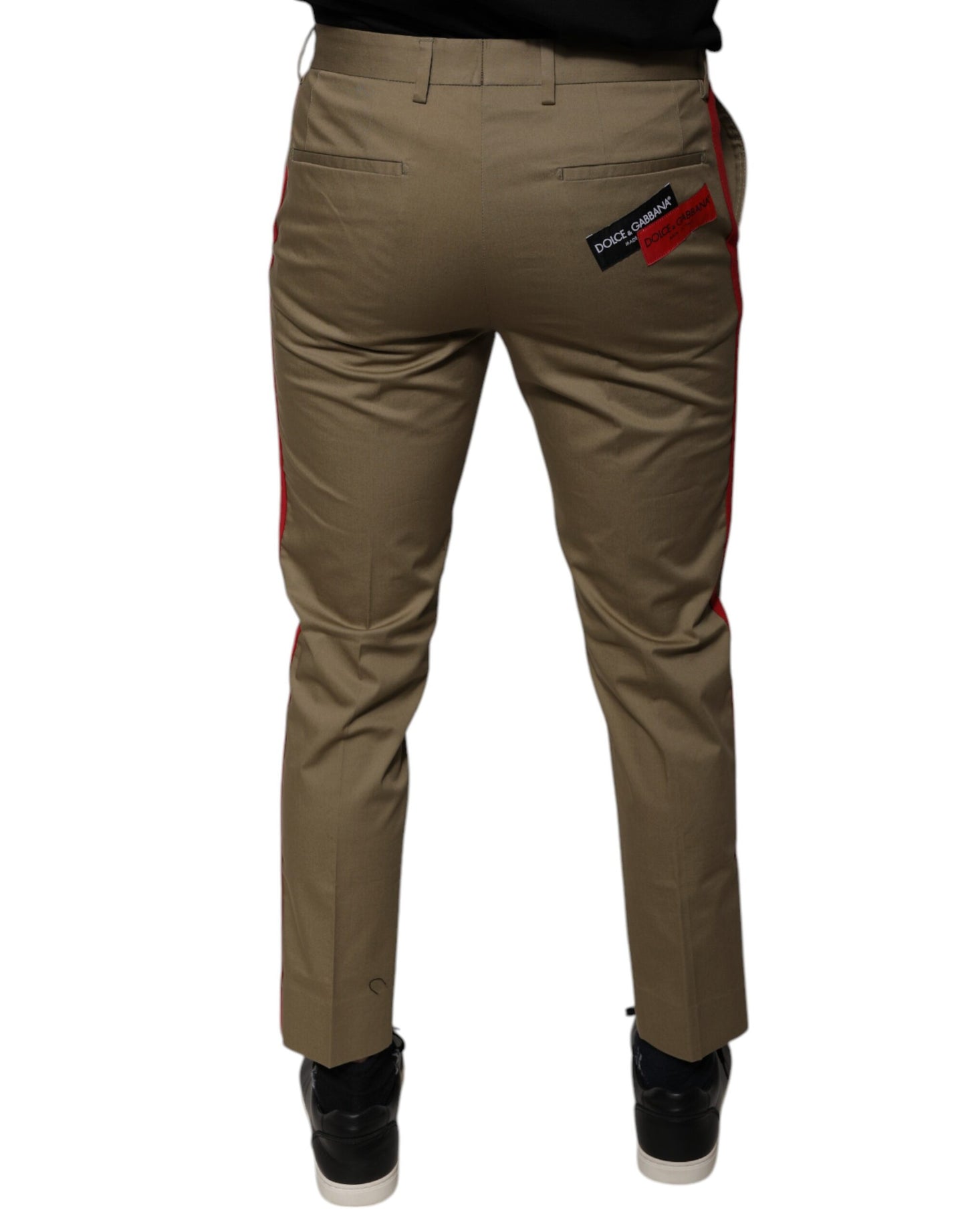 Dolce & Gabbana Brown Logo Men Casual Tapered Pants