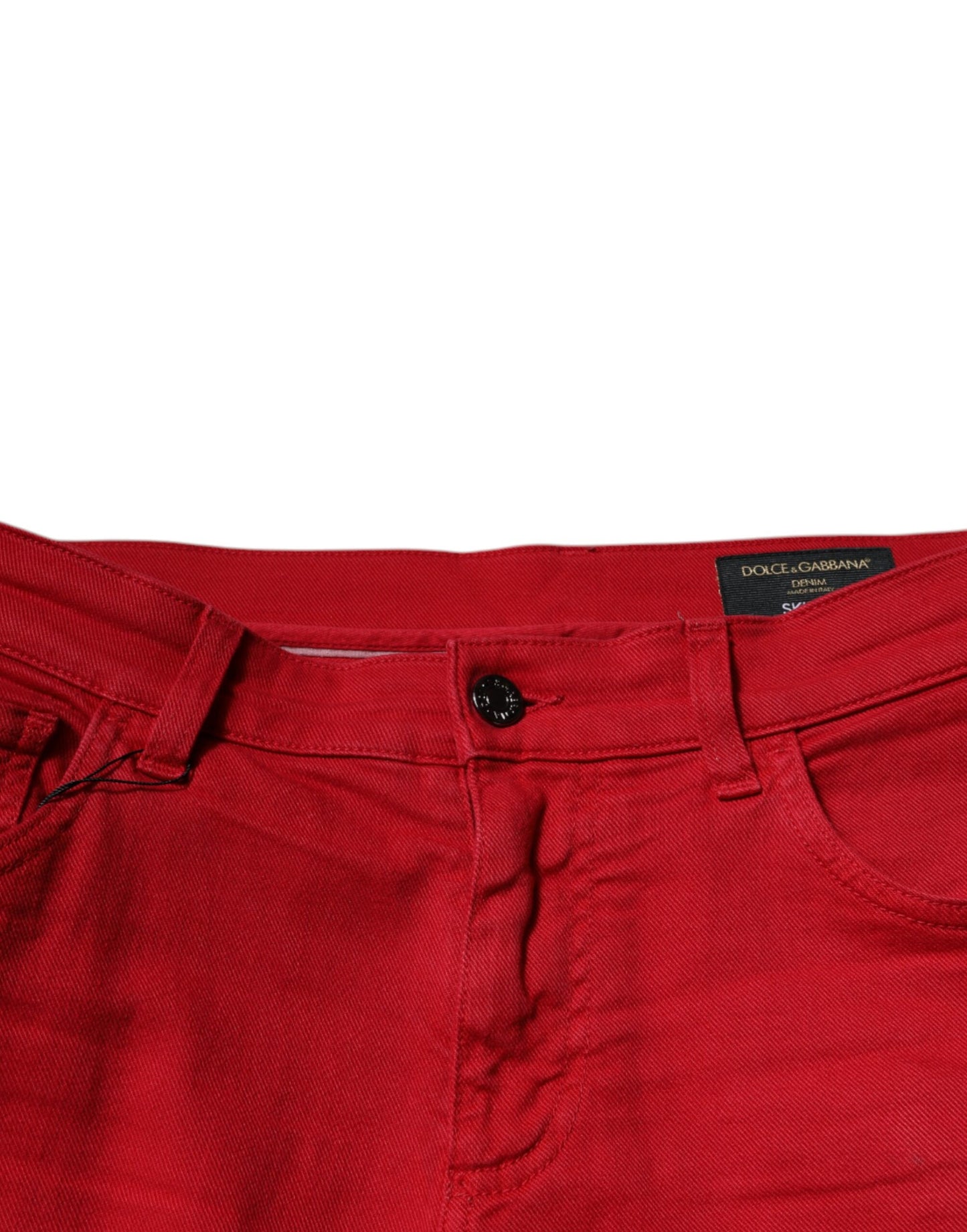 Dolce & Gabbana Red Crown Logo Cotton Skinny Denim Jeans