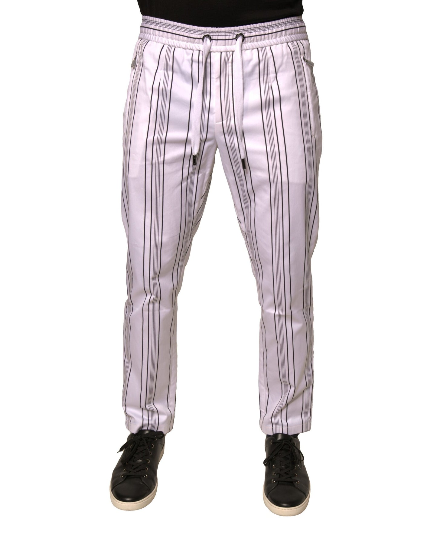 Dolce & Gabbana White Stripe Cotton Dress Skinny Pants