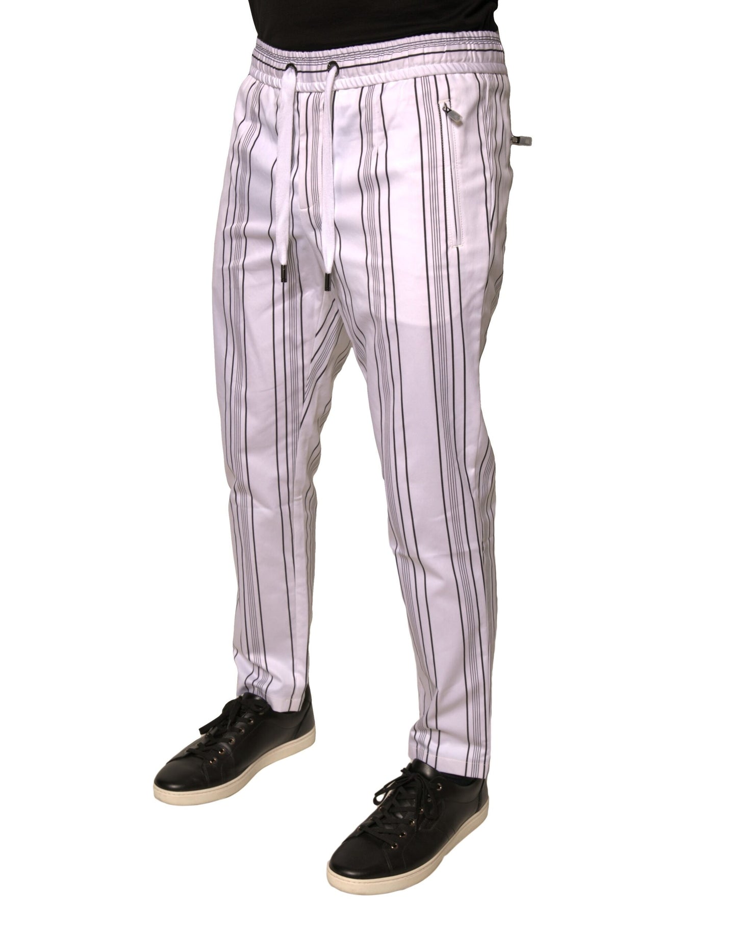 Dolce & Gabbana White Stripe Cotton Dress Skinny Pants