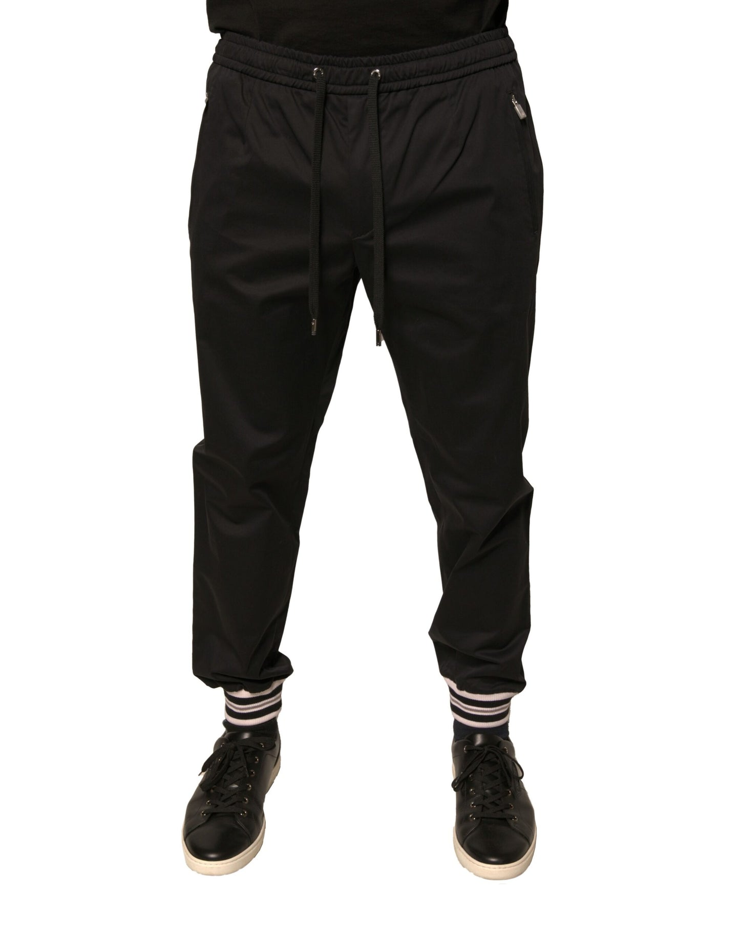 Dolce & Gabbana Black Cotton Stretch Jogger Sweatpants Pants